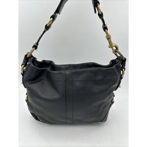 Vintage COACH Carly 1941 Leather Shoulder Bag 10615 Turnlock Black Leather
